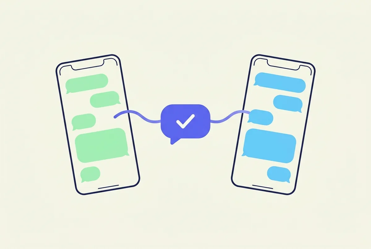 Dos teléfonos con conversaciones de WhatsApp y Telegram unidas por el asistente de resuelve.chat